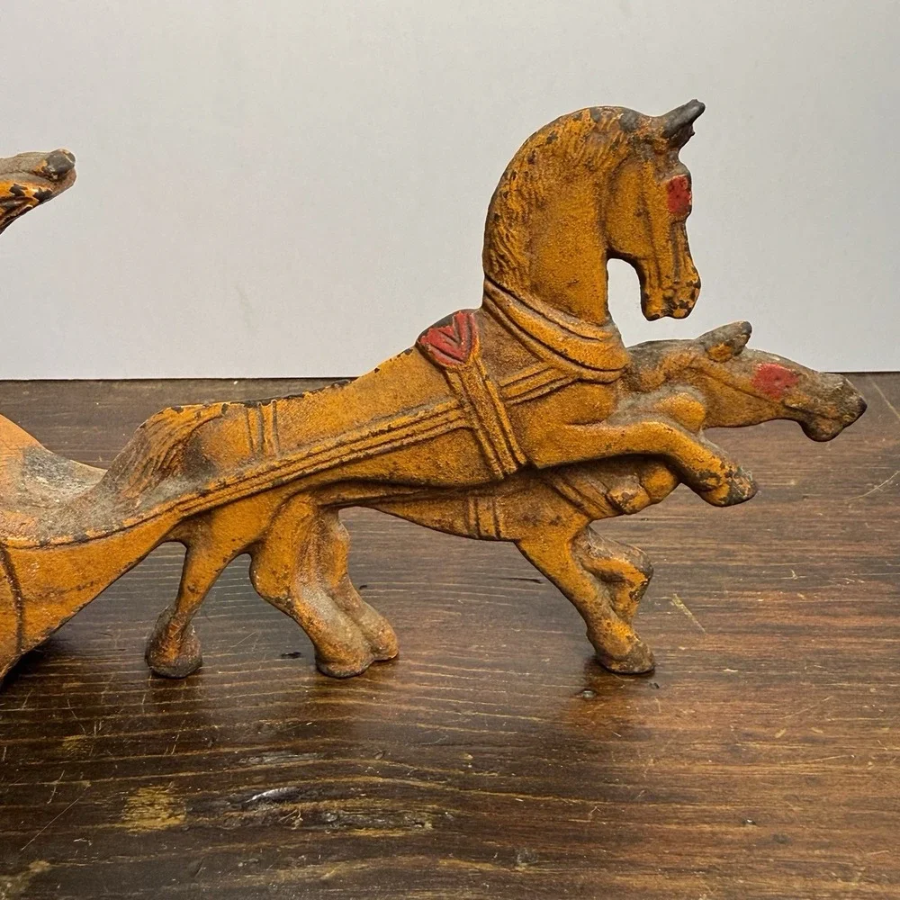 Antique 1930s Royal Mail London Coach Painted Cast Iron Doorstop‎ Double Sided.